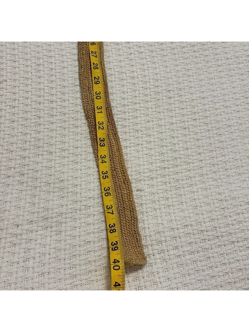 VANESSA BRUNO hand woven natural raffia belt classic rectangle buckle beige OS - Picture 13 of 14